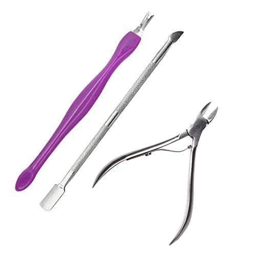 Professional Manicure & Pedicure Kit | Stainless Steel Cuticle Remover Tool Set | Cuticle Nipper, Pusher & Fork | Dead Skin Remover for Acrylic, Gel & Natural Nails | Salon & Home Use | Nail Care Kit for Women & Men