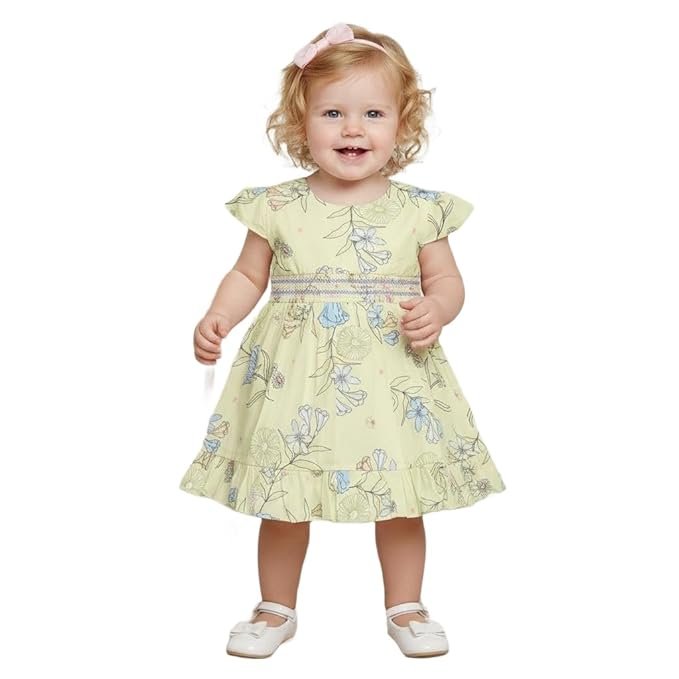 Baby Girls Pinafore Dress | Soft Cotton A-Line Dress with Duck Applique & Inner T-Shirt | Casual Baby Outfit