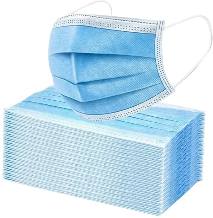 CHARLES 3-Ply Disposable Face Masks | Pack of 100 | Blue | Adjustable Nose Clip & Elastic Earloops | Dust & Pollution Protection | Unisex