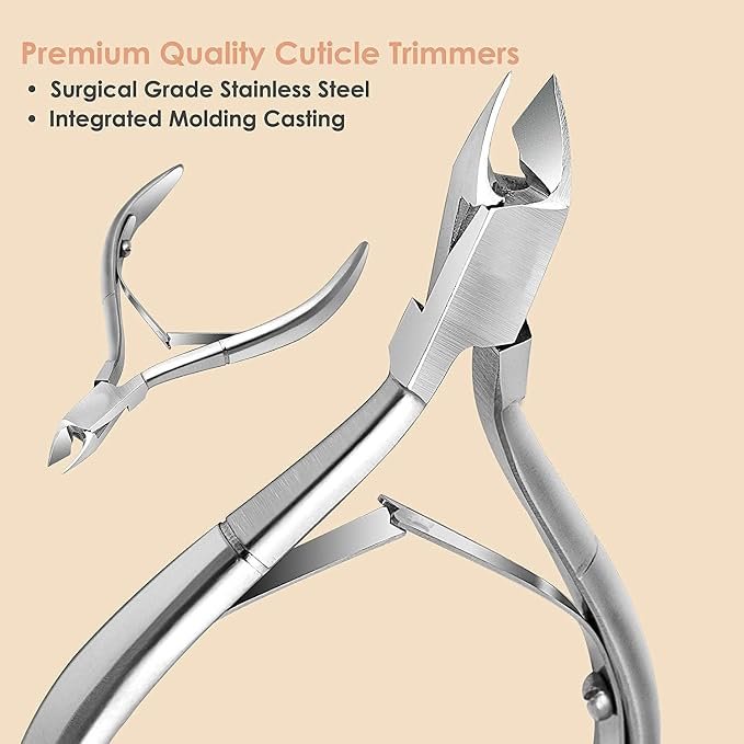 Professional Manicure & Pedicure Kit | Stainless Steel Cuticle Remover Tool Set | Cuticle Nipper, Pusher & Fork | Dead Skin Remover for Acrylic, Gel & Natural Nails | Salon & Home Use | Nail Care Kit for Women & Men - Image 2
