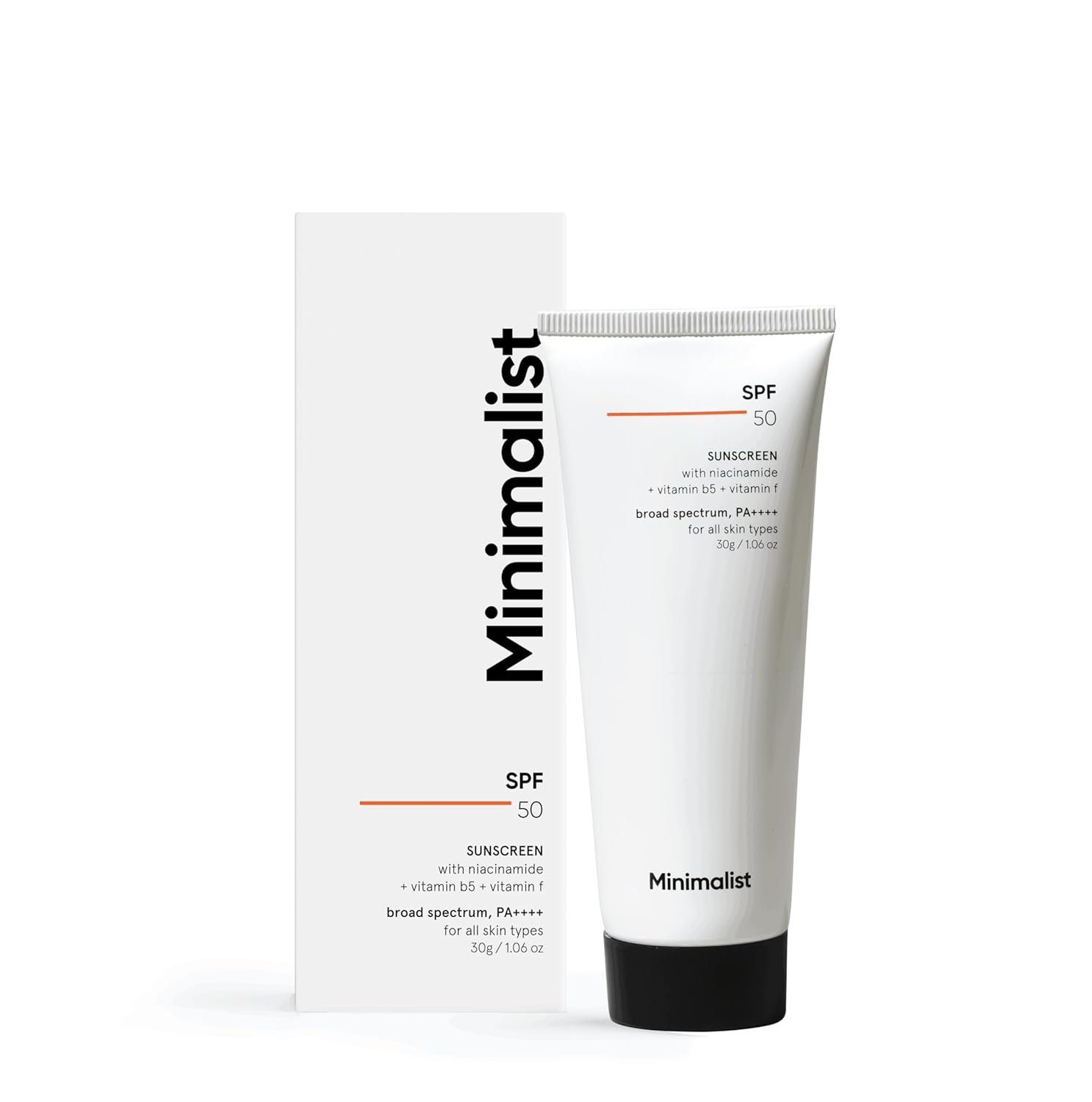 Minimalist Sunscreen SPF 50 PA++++ with Niacinamide & Multi-Vitamins | Broad Spectrum UV Protection | Lightweight No White Cast Sunscreen | For All Skin Types | 30g
