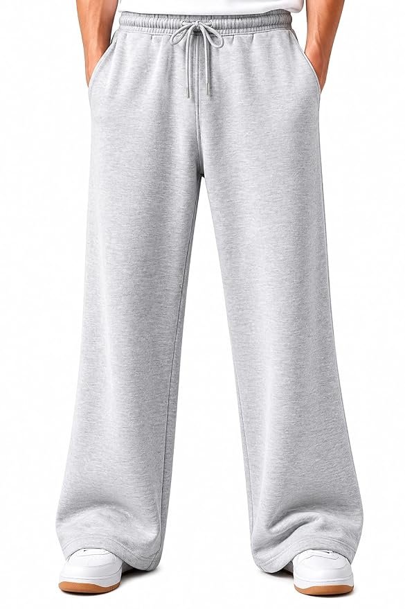 Men's Oversized Cotton Track Pants | Regular Fit Baggy Joggers | Elastic Drawstring Waist | Casual, Gym & Streetwear Pants