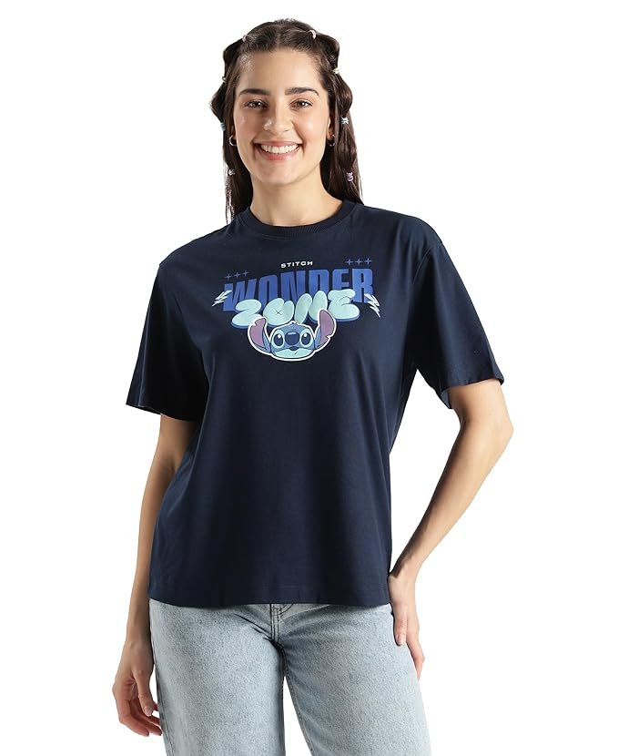 Women's Disney Minnie Mouse Oversized Printed T-Shirt | Super Combed Cotton Rich Round Neck Casual Tee - Image 3