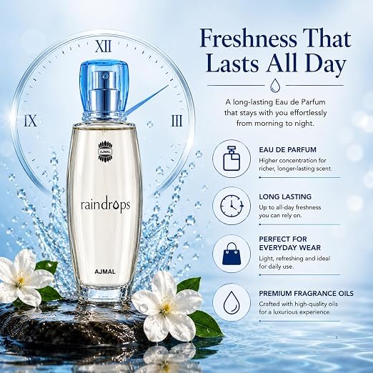 Ajmal Raindrops Eau De Parfum (EDP) for Women | Long Lasting Floral Fruity Fragrance | Premium Perfume Spray | Elegant Everyday & Occasion Wear | 50ml - Image 3